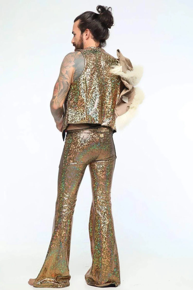 Men's Holographic Vest - Stunning Disco Dancewear in 13 Vibrant Colors, Perfect for Performers and Festival Goers