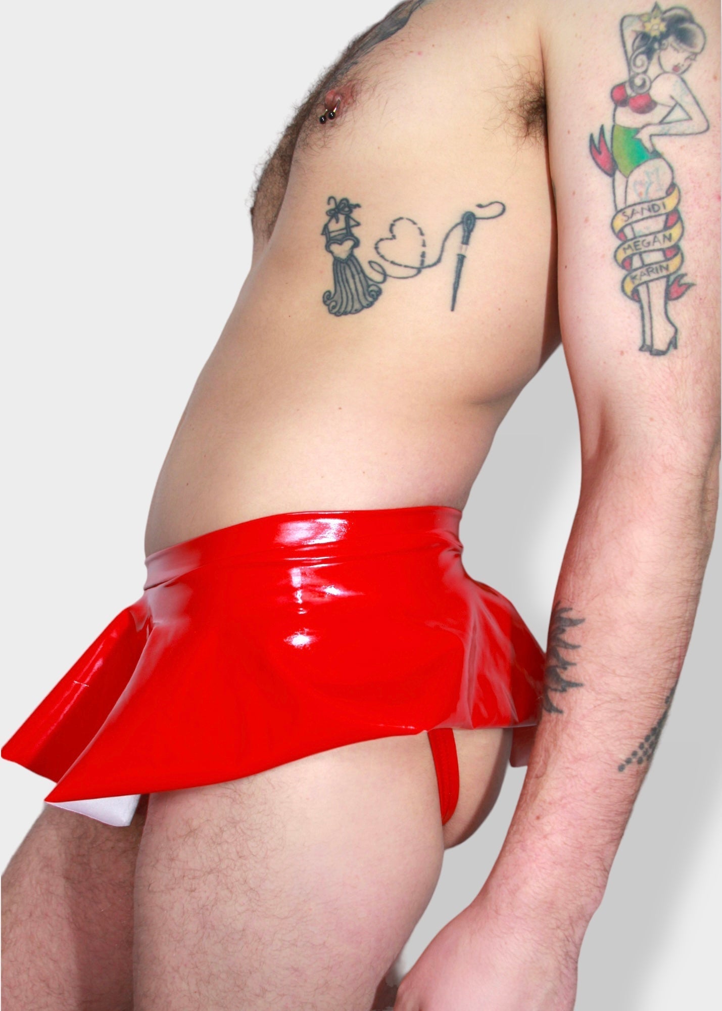 Red Vinyl Skirt Jock