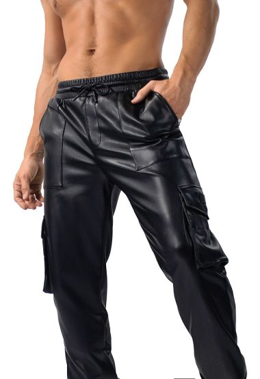 Luxury Meets Utility:  Faux Leather Cargo Joggers