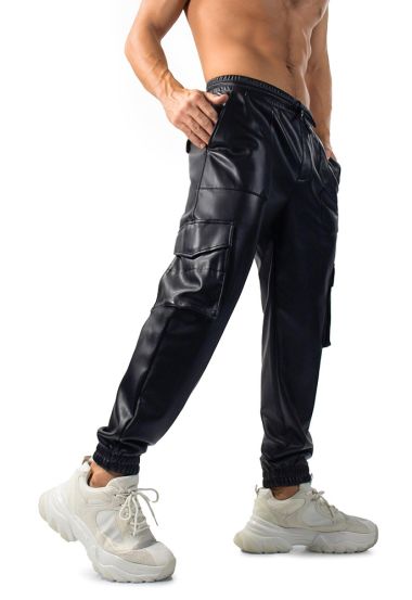 Luxury Meets Utility:  Faux Leather Cargo Joggers