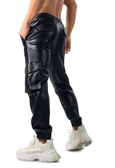 Luxury Meets Utility:  Faux Leather Cargo Joggers