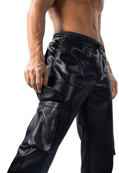 Stylish Faux Leather Cargo Joggers by Karl Lagerfeld