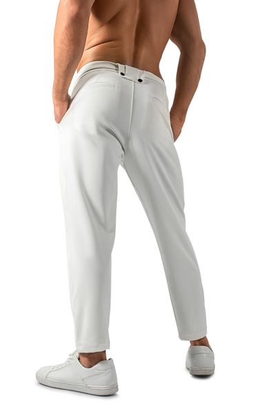 Fabpride White Pleated Pants with Belt