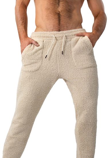 Beige Fuzzy Sherpa Pants