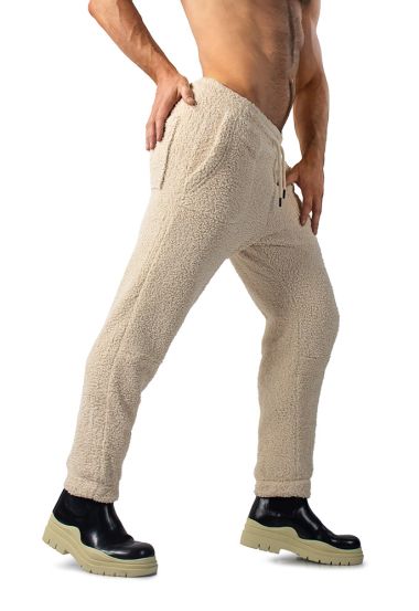 Beige Fuzzy Sherpa Pants