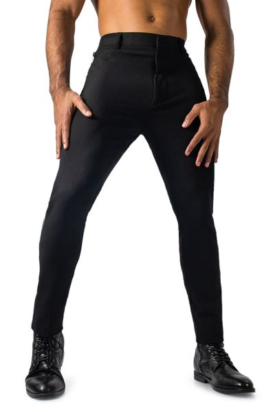 Slim Fit Black Pants with Edgy Side Zipper Design