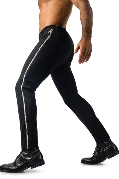 Slim Fit Black Pants with Edgy Side Zipper Design