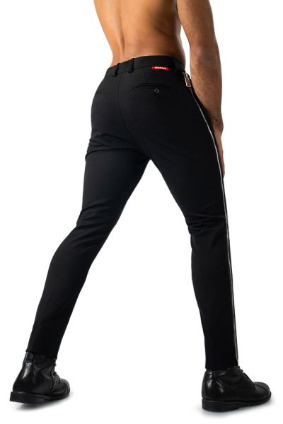 Slim Fit Black Pants with Edgy Side Zipper Design