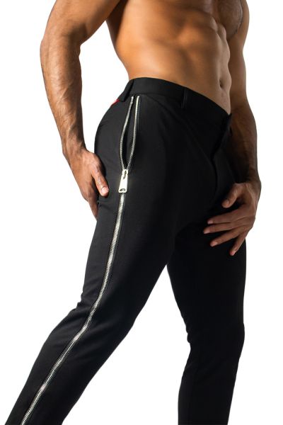 Slim Fit Black Pants with Edgy Side Zipper Design