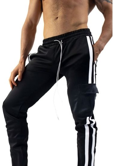 Trendy Black Striped Cargo Pants