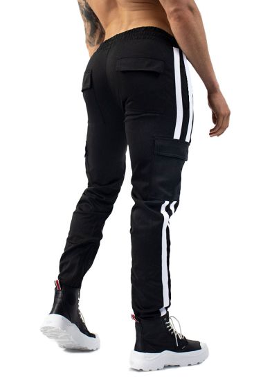 Trendy Black Striped Cargo Pants