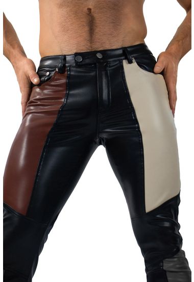 Berlin Color Block Faux Leather Trousers