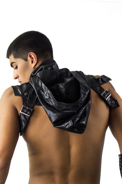 Gothic Hooded Chest Harness in Faux Leather