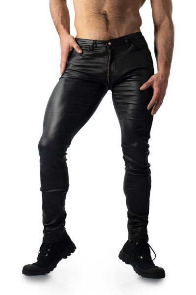 Back Zipper Wax Jeans in Slim Fit