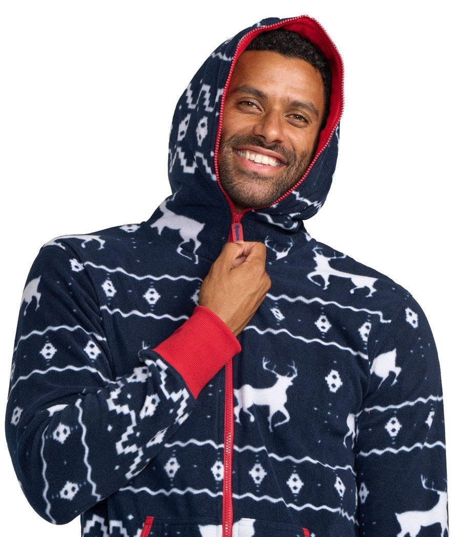 Men's Holiday Blue Reindeer Jumpsuit