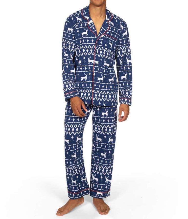 Men's Cozy Blue Reindeer Pajama Set